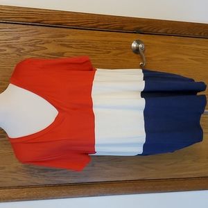 Red White and Blue Stripe America Short Sleeve Top XL